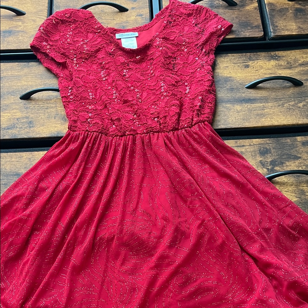 Bonnie Jean Red Lace Formal Kids Dress